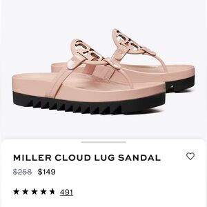 NEW Still IN BOX size 6.5 Miller Cloud Lug Sandal in Pink by Tory Burch